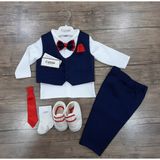 Calide Baby&kids Erkek Bebek Kravat-Papyonlu Mevlüt Takımı - 12 Ay - Lacivert - Kırmızı