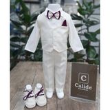 Calide Baby&Kids Erkek Bebek Kravat-Papyonlu Mevlüt Takımı - 3 Ay - Ekru - Mor
