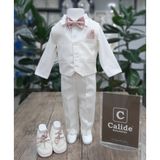 Calide Baby&Kids Erkek Bebek Kravat-Papyonlu Mevlüt Takımı - 3 Ay - Ekru - Pudra