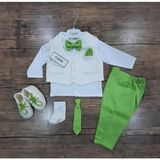 Calide Baby&Kids Erkek Bebek Kravat-Papyonlu Mevlüt Takımı - 3 Ay - Fıstık Yeşili - Ekru