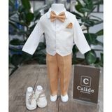 Calide Baby&Kids Erkek Bebek Kravat-Papyonlu Mevlüt Takımı - 3 Ay - Hardal - Ekru