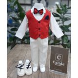 Calide Baby&Kids Erkek Bebek Kravat-Papyonlu Mevlüt Takımı - 3 Ay - Kırmızı - Ekru