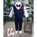 Calide Baby&Kids Erkek Bebek Kravat-Papyonlu Mevlüt Takımı - 3 Ay - Lacivert - Kırmızı