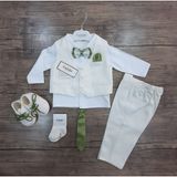 Calide Baby&Kids Erkek Bebek Kravat-Papyonlu Mevlüt Takımı - 6 Ay - Ceviz Yeşili - Ekru