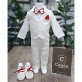 Calide Baby&Kids Erkek Bebek Kravat-Papyonlu Mevlüt Takımı - 6 Ay - Ekru - Ekru - Kırmızı