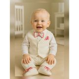 Calide Baby&Kids Erkek Bebek Kravat-Papyonlu Mevlüt Takımı - 6 Ay - Ekru - Pembe