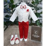 Calide Baby&Kids Erkek Bebek Kravat-Papyonlu Mevlüt Takımı - 6 Ay - Kırmızı - Ekru