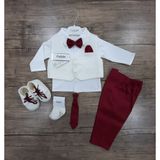 Calide Baby&Kids Erkek Bebek Kravat-Papyonlu Mevlüt Takımı - 9 Ay - Ekru - Bordo