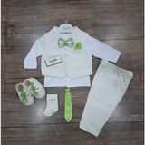Calide Baby&Kids Erkek Bebek Kravat-Papyonlu Mevlüt Takımı - 9 Ay - Ekru - Fıstık Yeşili