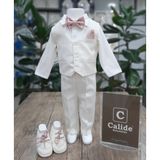 Calide Baby&Kids Erkek Bebek Kravat-Papyonlu Mevlüt Takımı - 9 Ay - Ekru - Pudra