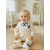 Calide Baby&Kids Erkek Bebek Kravat-Papyonlu Mevlüt Takımı - 9 Ay - Ekru - Saks