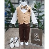 Calide Baby&Kids Erkek Bebek Kravat-Papyonlu Mevlüt Takımı - 9 Ay - Hardal - Kahverengi