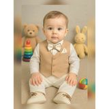 Calide Baby&Kids Erkek Bebek Mevlüt Takımı - Papyon & Kravatlı - Özel Gün Kıyafeti - 7'li Set - Kahverengi - 9 Ay