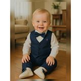 Calide Baby&Kids Erkek Bebek Mevlüt Takımı - Papyon & Kravatlı - Özel Gün Kıyafeti - 7'li Set - Lacivert - 9 Ay