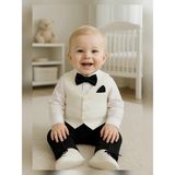 Calide Baby&Kids Erkek Bebek Mevlüt Takımı - Papyon & Kravatlı - Özel Gün Kıyafeti - 7'li Set - Siyah - Ekru - 9 Ay