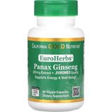 California Gold Nutrition Euroherbs Korean Panax Ginseng Extract Euromed Quality 250 mg 60 Veggie Capsul