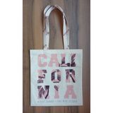 Calıfornıa -Yazı Desenli Bez Plaj ve Omuz Çantası - 35X37 - Çok Renkli