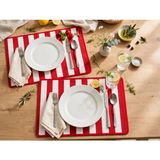 Calina Home 2'li Amerikan Servis, Kırmızı Çizgili Biyeli Duck Kumaş - 30 x 45