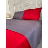 Calina Home Çift Taraflı Kırmızı-Koyu Gri Renkli Çift Kişilik Yorgan Kılıfı - 200 x 225 cm - Gri - Kırmızı