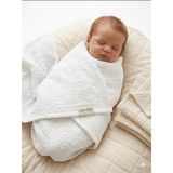 Caline Baby 2 Katlı %100 Pamuk Müslin Brode Kundak ve Örtü Bezi | 110X110 cm | Papatya Desen | Yenidoğan & Bebek Battaniyesi - Beyaz