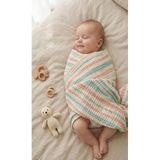 Caline Baby 4 Kat Müslin Battaniye Çizgili Çoban Dikişli 110 * 110cm Pembe | Nefes alabilen malzeme