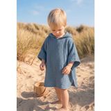 Caline Baby 4 Katlı Premium %100 Pamuk Bebek Pançosu 3-4 Yaş Düz Desenli Lacivert Muslin Navy - 3 - 4 Yaş