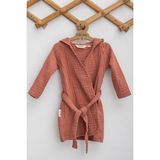 Caline Baby 4 Katlı Premium %100 Pamuk Rahat Bebek Bornozu| 3-4 Yaş | Kiremit - 3 - 4 Yaş