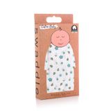 Caline Baby Müslin Bezi Örtü Çiçek Desen - Mavi 120x120 cm + 4 Adet Ağız Mendili