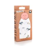 Caline Baby Müslin Bezi Örtü Kuş Desen - Mavi 120x120 cm + 4 Adet Ağız Mendili
