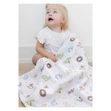 Caline Baby Müslin Bezi Örtü Sayı Desen - Yeşil 120x120 cm + 4 Adet Ağız Mendili