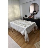 Çalışkan Çeyiz Evi 26 Parça Linen Fransız Dantelli Yemek Takımı - Lüx 26 Parça Linen Fransız Dantelli Yemek Takımı