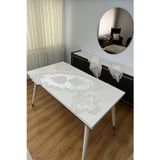 Çalışkan Çeyiz Evi 5 Parça Salon Takımı - Lüx Kadife Dantelli 5 Parça Salon Seti