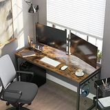 Çalışma, Bilgisayar, Ofis Masası, 8 Kancalı, 140 X 60 X 75 Cm, Çalışma Odası, Ev Ofisi, Ofis, Metal, Endüstriyel Tasarım, Kahverengi/Siyah Lwd59x