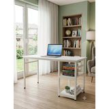 Çalışma Masası Beyaz 140X60 Çalışma Masası, Bilgisayar Masası, Ofis Masası, Metal Ayaklı 2 Raflı