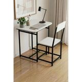 Çalışma Masası Sandalye Set Dayanıklı Tasarım Ev Ofis Laptop Masası Çok Amaçlı 9810 Beyaz