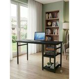Çalışma Masası Siyah 140X60 Çalışma Masası, Bilgisayar Masası, Ofis Masası, Metal Ayaklı 2 Raflı