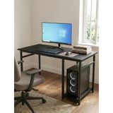 Çalışma Masası Siyah 140X60 Çalışma Masası, Bilgisayar Masası, Ofis Masası, Metal Ayaklı Tek Raflı