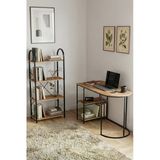 Çalışma Masası ve Kitaplık Seti Metal Ayaklı, Minimalist Tasarım, Geniş Masa Alanı, Çok Raflı Depolama,Modern 125