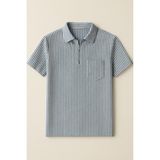 Calista Home Pamuk Erkek Polo Yaka Çizgili Kısa Kollu Tişört T-Shirt Yumuşacık - Lacivert