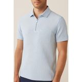 Calista Home Pamuk Erkek Polo Yaka Çizgili Kısa Kollu Tişört T-Shirt Yumuşacık - Mavi - 2XL