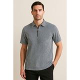 Calista Home Pamuk Erkek Polo Yaka Çizgili Kısa Kollu Tişört T-Shirt Yumuşacık - Siyah
