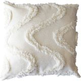 Calista Home Tüylü ve Desenli Yumuşacık Kırlent - 40 x 40 cm Dekoratif ve Kullanışlı Kırlent Kılıfı - 40 x 40 cm - Krem