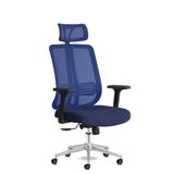 Calitte Spark Ofis Sandalyesi Baş Destekli Fileli Sırt Ergonomik Çalışma Koltuğu (Lacivert)