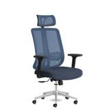 Calitte Spark Ofis Sandalyesi Baş Destekli Fileli Sırt Ergonomik Çalışma Koltuğu (Mavi)