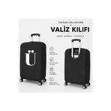 CALKARCOLLECTION Alfabe Alphabet3 Harf Baskılı Siyah Valiz Kılıfı Bavul Koruyucu