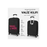 CALKARCOLLECTION Travel Mode Baskılı Siyah Valiz Kılıfı Bavul Koruyucu