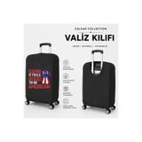 CALKARCOLLECTION Travel Mode4 Baskılı Siyah Valiz Kılıfı Bavul Koruyucu