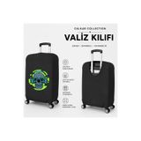 CALKARCOLLECTION Travel Mode5 Baskılı Siyah Valiz Kılıfı Bavul Koruyucu