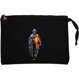 Call Of Duty Skull Warrior Siyah Clutch Astarlı Cüzdan / El Çantası - 25x18cm
