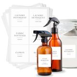 Calla Collections Minimalist Çamaşır Odası Etiketleri - Sprey Şişeleri ve Deterjan Dispenserleri için Su Geçirmez Çıkartmalar, Temizlik Malzemeleri Düzenleyici
